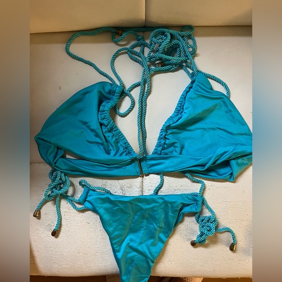 Fashion Nova Blue String Bikini Set - Picture 3 of 5